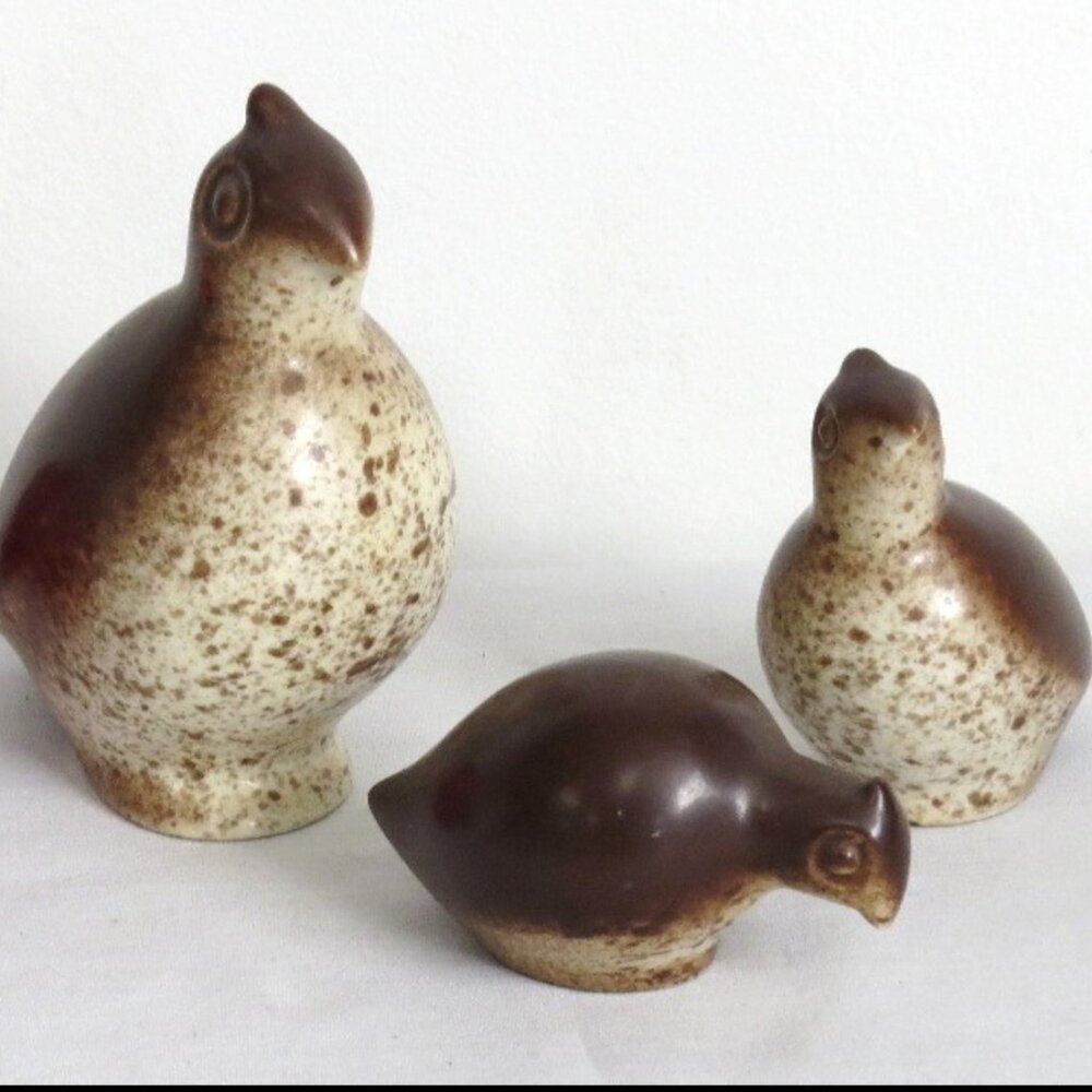 Howard Pierce Trio Of Quail Ceramic Figurines